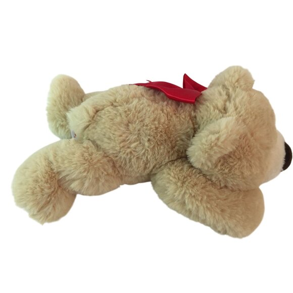Aurora Hugga Wug Bear Plush 11" Tan Stuffed Animal Toy Red Bow Super Soft RARE - Picture 5 of 9